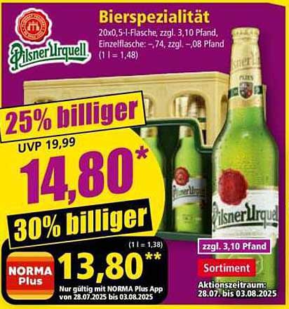 Pilsner Urquell Bierspezialität 20x0,5l - Jetzt im Angebot!