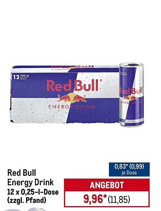 Red Bull Energy Drink 12 x 0,25-l-Dose (zzgl. Pfand)