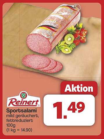 Reinert Sportsalami mild geräuchert, fettreduziert 100g für 1,49 €
