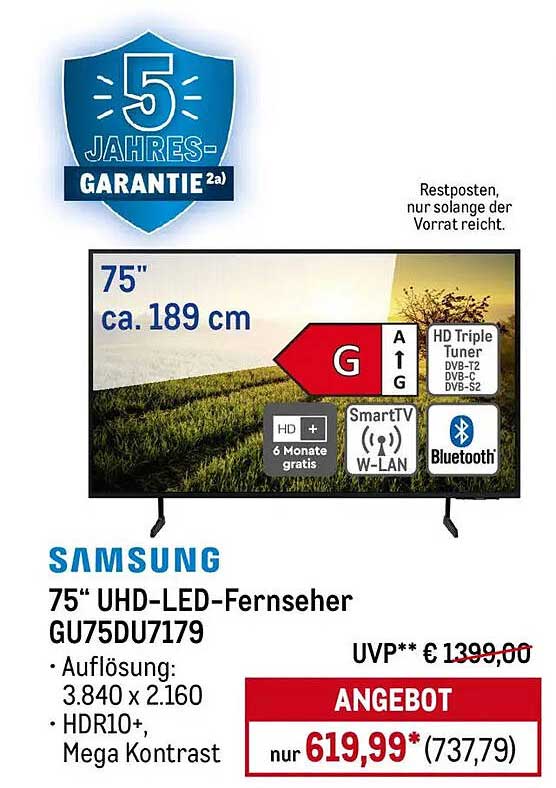 Samsung 75" UHD-LED-Fernseher GU75DU7179