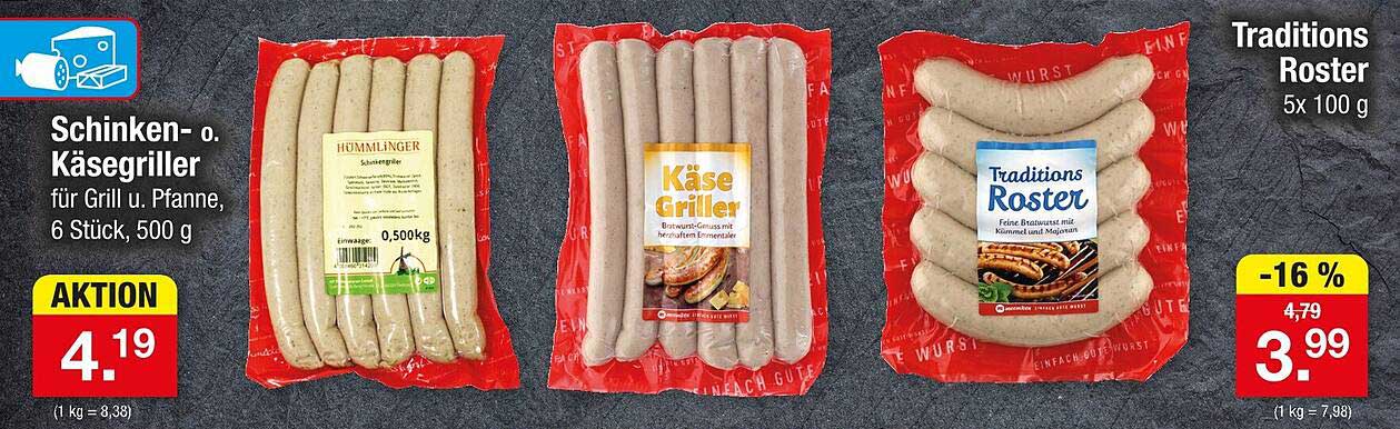 Schinken- oder Käsegriller für Grill und Pfanne, 6 Stück, 500 g