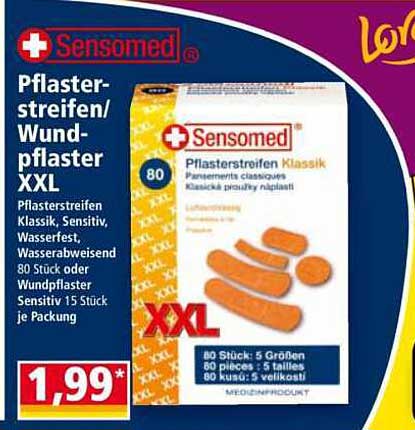 Sensomed Pflasterstreifen/Wundpflaster XXL - 80 Stück