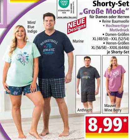 Shorty-Set "Große Mode" für Damen oder Herren