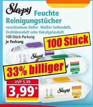 Sleepy Feuchte Reinigungstücher - 100 Stück