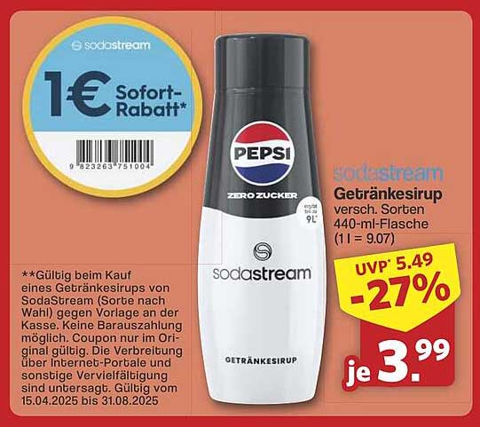 sodastream Getränkesirup Pepsi Zero Zucker 440 ml