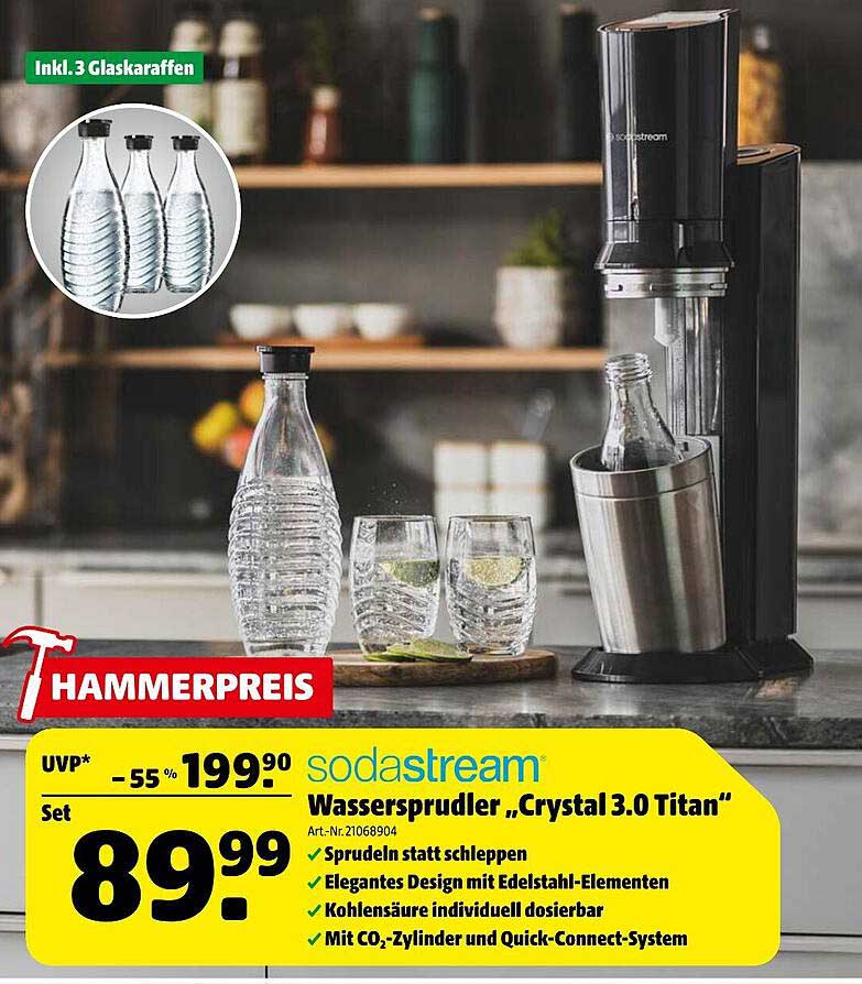 Sodastream Wassersprudler „Crystal 3.0 Titan“