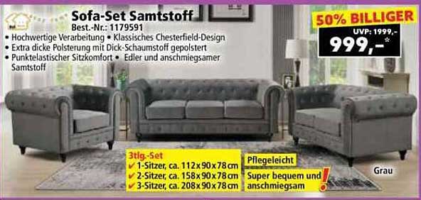 Sofa-Set Samtstoff