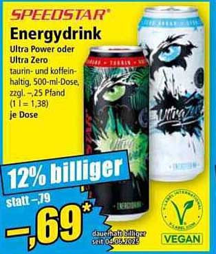 Speedstar Energydrink Ultra Power oder Ultra Zero, 500-ml-Dose