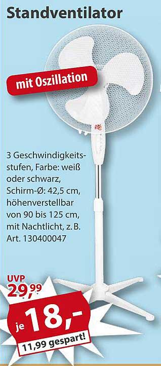 Standventilator mit Oszillation