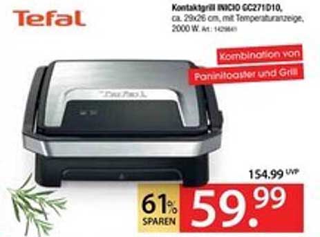 Tefal Kontaktgrill INVICO GC271D10 - Kombination von Panini-Toaster und Grill