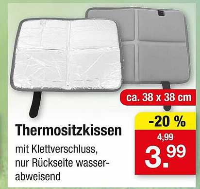 Thermositzkissen mit Klettverschluss, nur Rückseite wasserabweisend