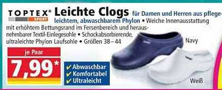TOPTEX Leichte Clogs für Damen und Herren aus pflegeleichtem Phylon