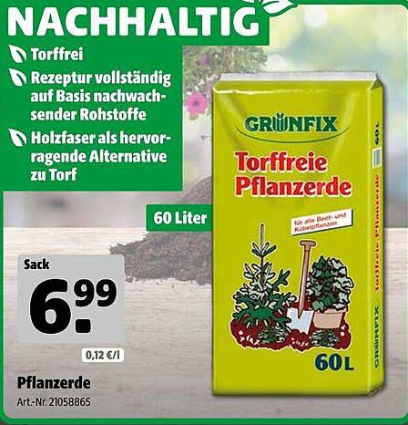 Torffreie Pflanzerde von Grünfix 60 Liter