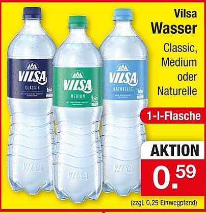 Vilsa Wasser Classic, Medium oder Naturelle 1-Liter-Flasche