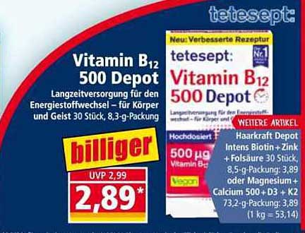 Vitamin B12 500 Depot – Langzeitversorgung für den Energiestoffwechsel