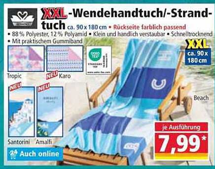 XXL-Wendehandtuch/-Strandtuch ca. 90 x 180 cm