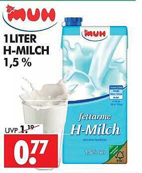 1 LITER H-MILCH 1,5 %