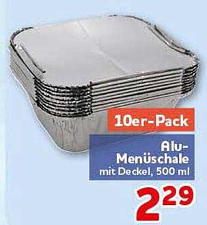 10er-Pack Alu-Menüschale mit Deckel, 500 ml
