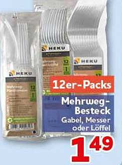 12er-Packs Mehrweg-Besteck Gabel, Messer oder Löffel
