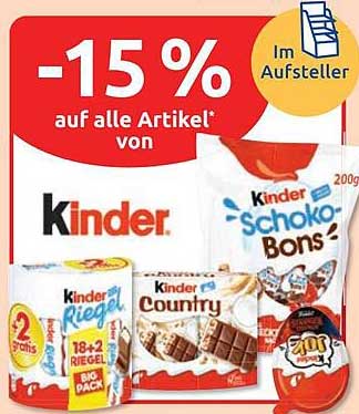 -15 % auf alle Artikel* von Kinder.