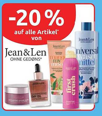 -20 % auf alle Artikel* von Jean&Len OHNE GEDÖNS*