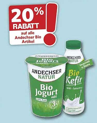 20% RABATT auf alle Andechser Bio Artikel