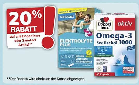 20% RABATT auf alle Doppelherz oder Sanotact Artikel**