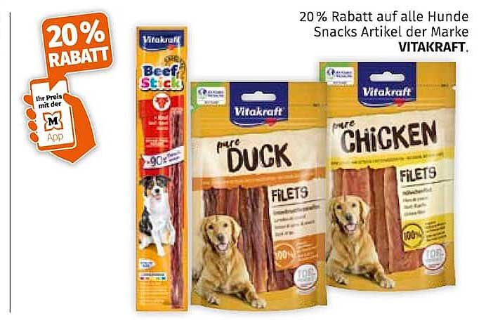 20% Rabatt auf alle Hunde Snacks Artikel der Marke VITAKRAFT.