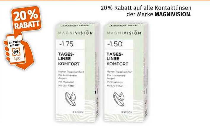 20% Rabatt auf alle Kontaktlinsen der Marke MAGNIVISION.