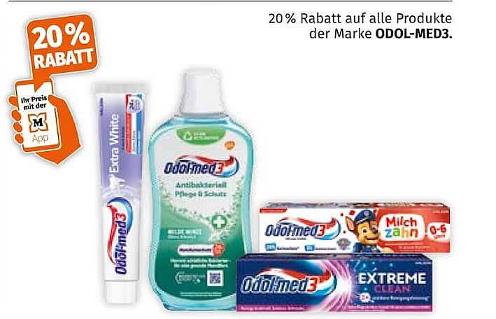 20% Rabatt auf alle Produkte der Marke ODOL-MED3.