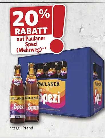 20% RABATT auf Paulaner Spezi (Mehrweg)**