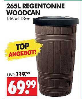 265L Regentonne Woodcan Ø65x113cm