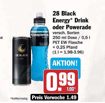 28 Black Energy* Drink oder Powerade