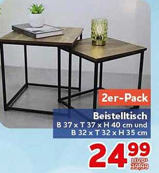 2er-Pack Beistelltisch B 37 x T 37 x H 40 cm und B 32 x T 32 x H 35 cm
