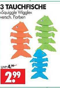 3 TAUCHFISCHE »Squiggle Wiggle« versch. Farben