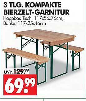 3 TLG. KOMPAKTE BIERZELT-GARNITUR