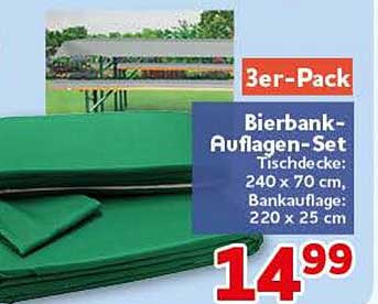 3er-Pack Bierbank-Auflagen-Set