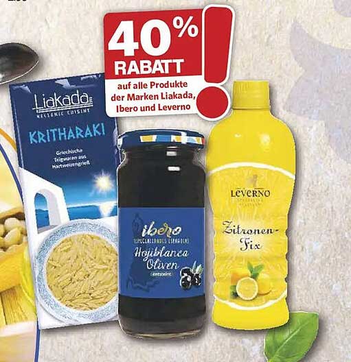 40% RABATT auf alle Produkte der Marken Liakada, Ibero und Leverno
