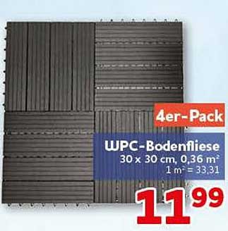 4er-Pack UPC-Bodenfliese 30 x 30 cm, 0,36 m² 1 m² = 33,31