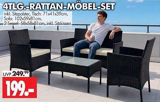 4TLG.-RATTAN-MÖBEL-SET