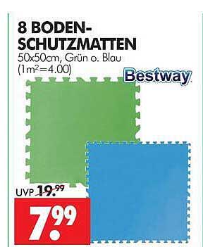 8 BODEN-SCHUTZ-MATTEN 50x50cm, Grün o. Blau (1m²=4.00)