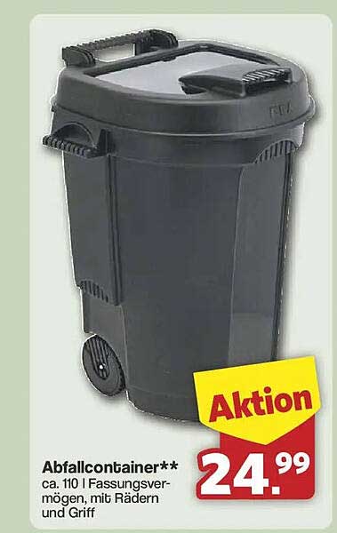 Abfallcontainer** ca. 110 l Fassungsvermögen, mit Rädern und Griff