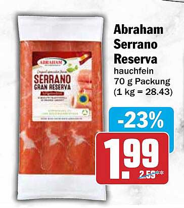 Abraham Serrano Reserva hauchfein 70 g Packung (1 kg = 28.43)