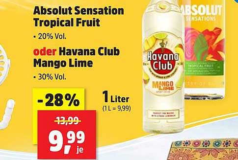 Absolut Sensation Tropical Fruit oder Havana Club Mango Lime