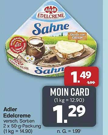 Adler Edelcreme versch. Sorten 2 x 50-g-Packung