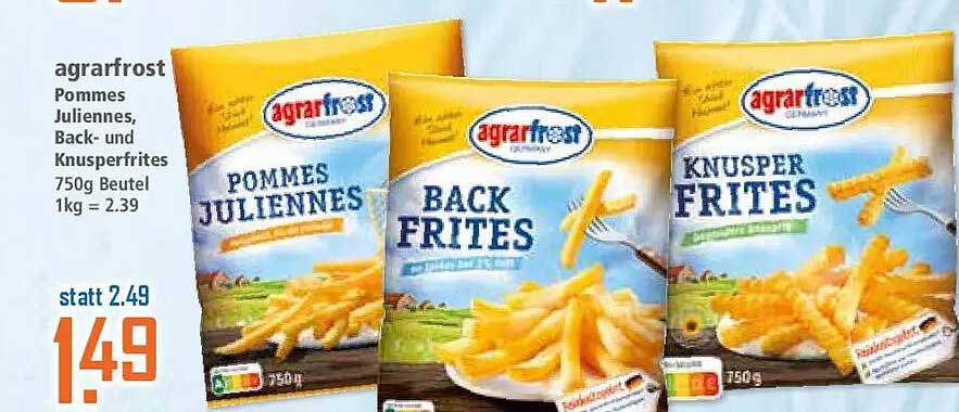 agrarfrost Pommes Juliennes, Back- und Knusperfrites 750g Beutel 1kg = 2.39