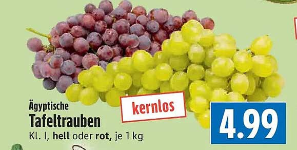 Ägyptische Tafeltrauben kernlos