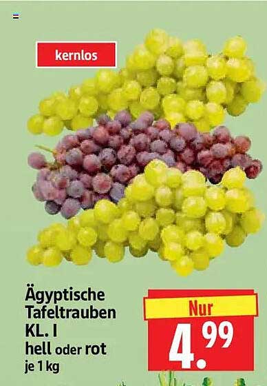 Ägyptische Tafeltrauben KL. I hell oder rot je 1 kg