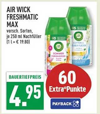 AIR WICK FRESHMATIC MAX versch. Sorten, je 250 ml Nachfüller (1 l = € 19.80)