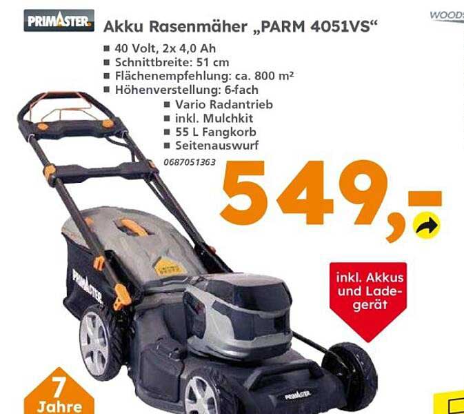 Akku Rasenmäher „PARM 4051VS“